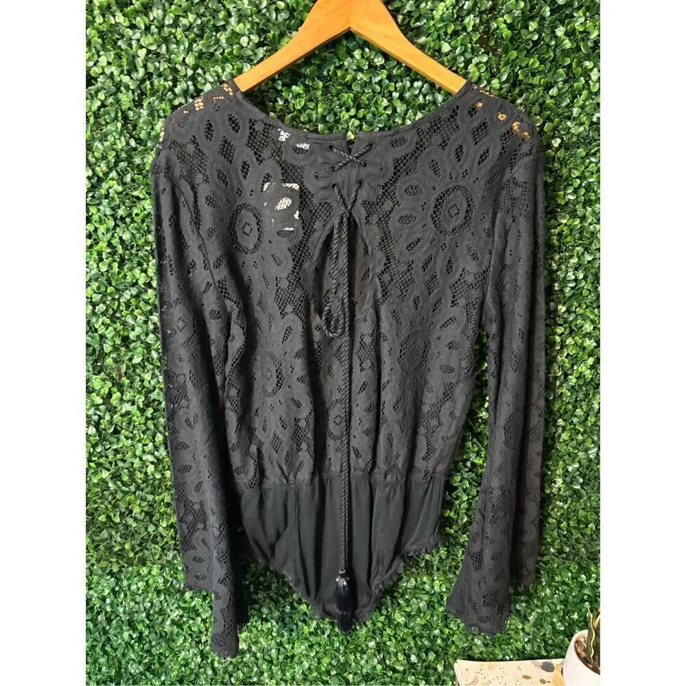 Free People Better With Time Bodysuit Black Size XS NWT